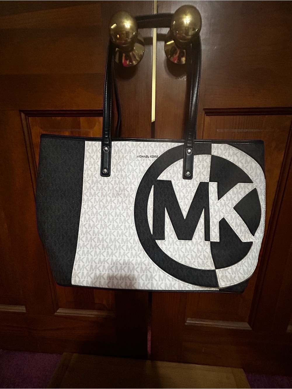 Michael Kors Black and White MK Signature Tote